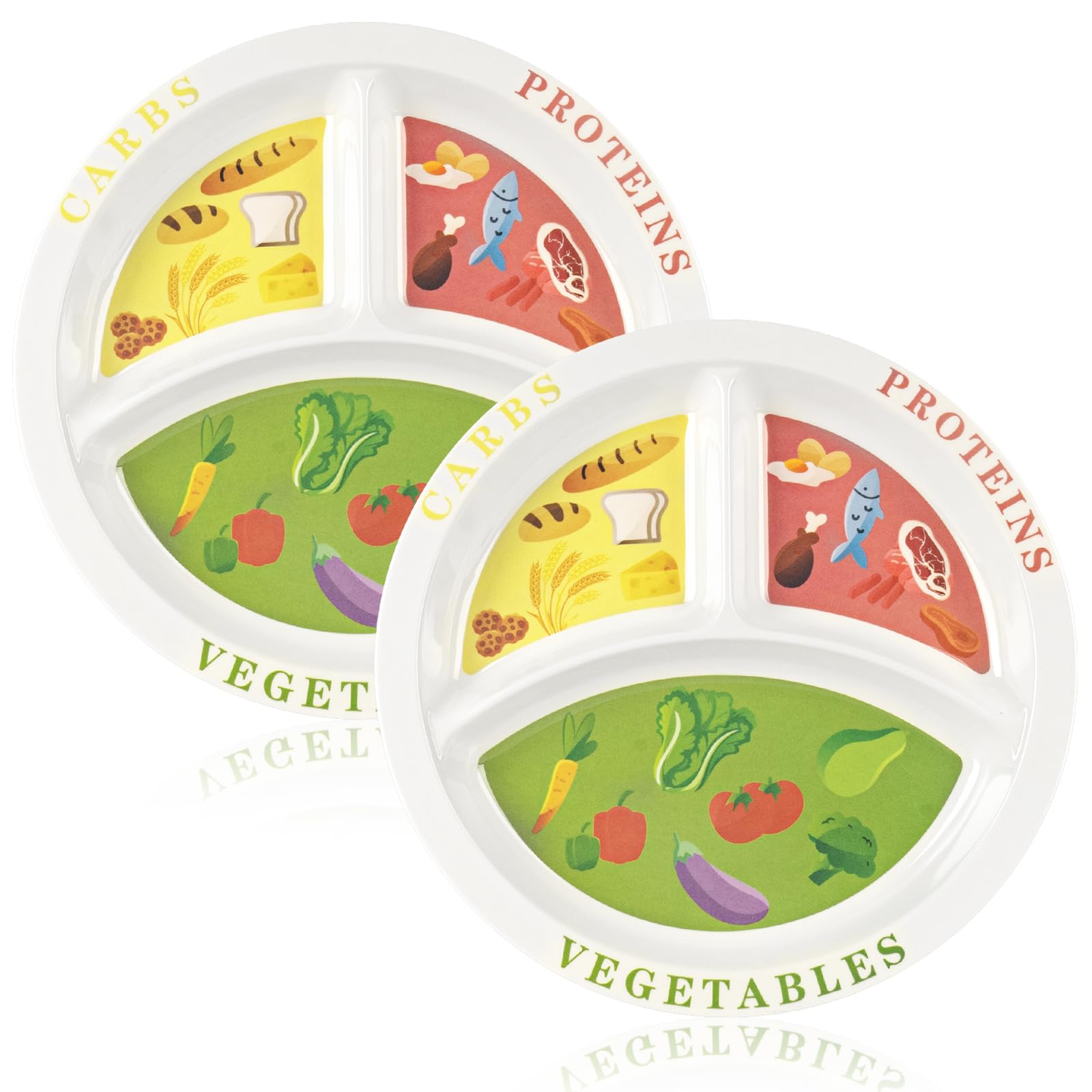 Photo 1 of WDSHCR Portion Control Plate - Divided Plates for Adults Weight Watchers, Healthy Nutrition Plate for Adults and Teens, Balanced Eating Food Meal Dinner Adults (2 Pack), 10 inch