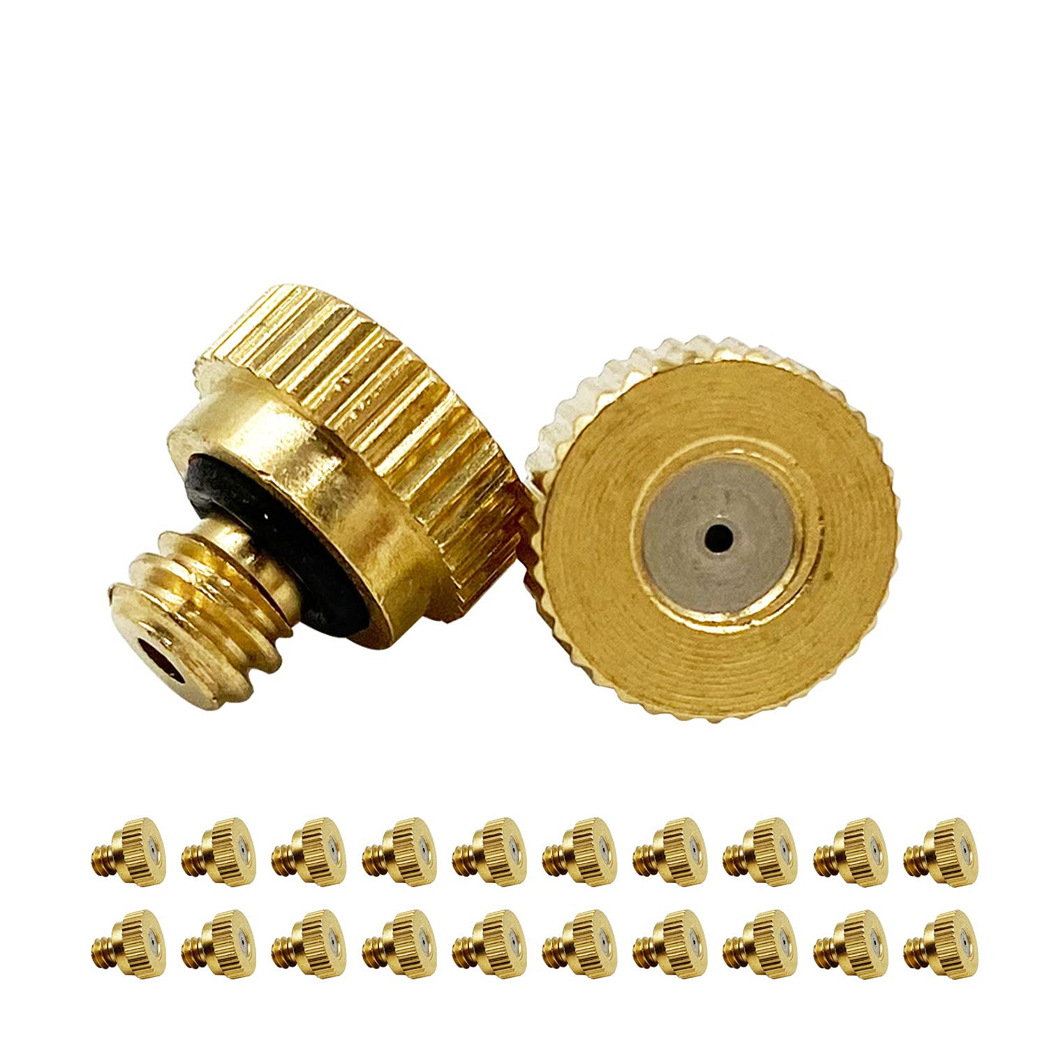 RuoFeng Mister Nozzles Brass for Outdoor Cooling System Low-Pressure Atomizer 22 pcs Orifice 0.02" (0.5 mm) 10-24 UNC