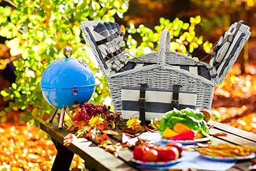 HappyPicnic Huntsman Picknickkorb aus Weiden für 4 Personen mit Doppel