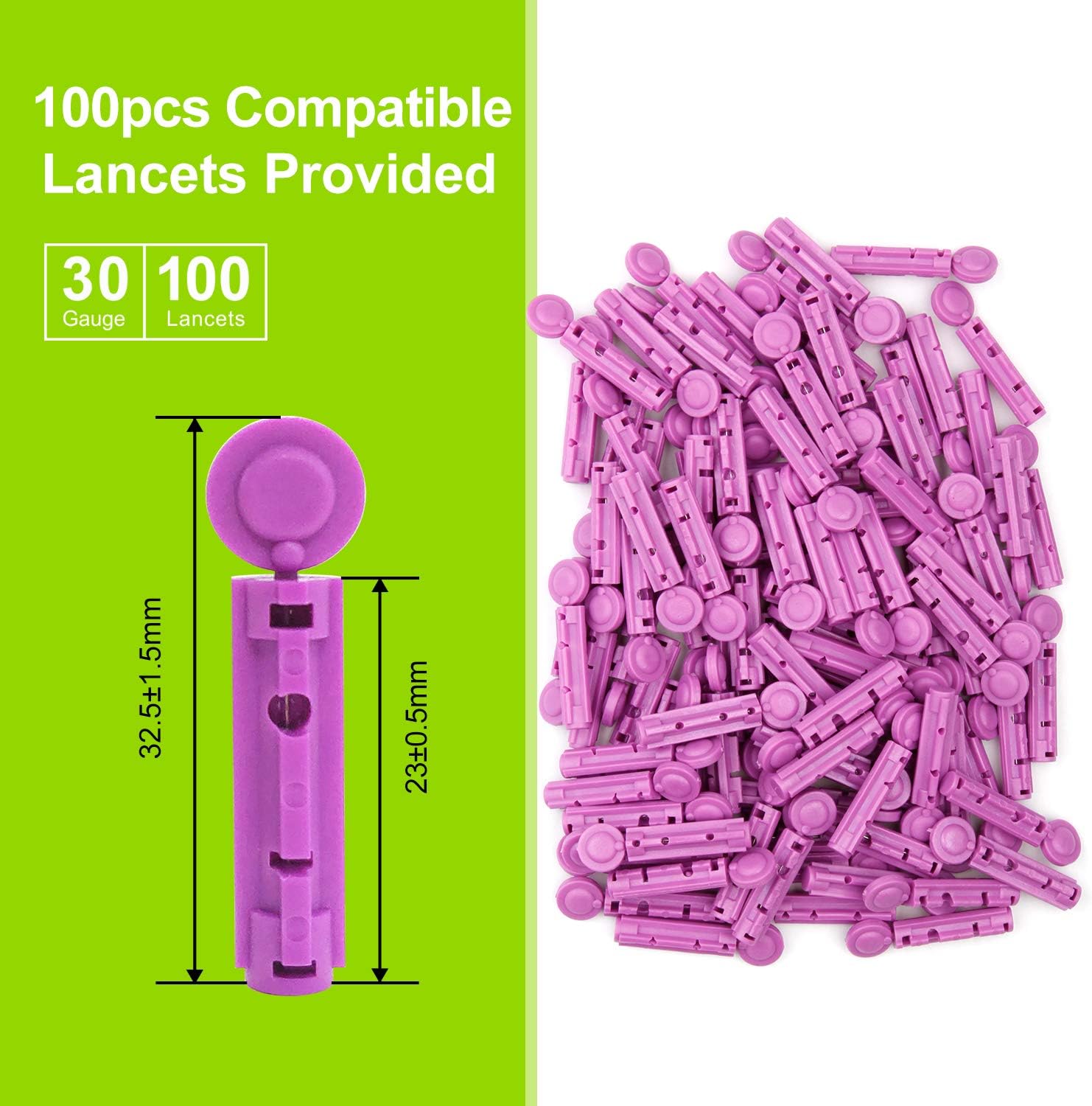 AUVON Lancing Device with Less Pain Design, Blood Sample Pen and Twist Top 100pcs 30 Gauge Lancets for Blood Sugar Level Monitoring: Health & Personal Care