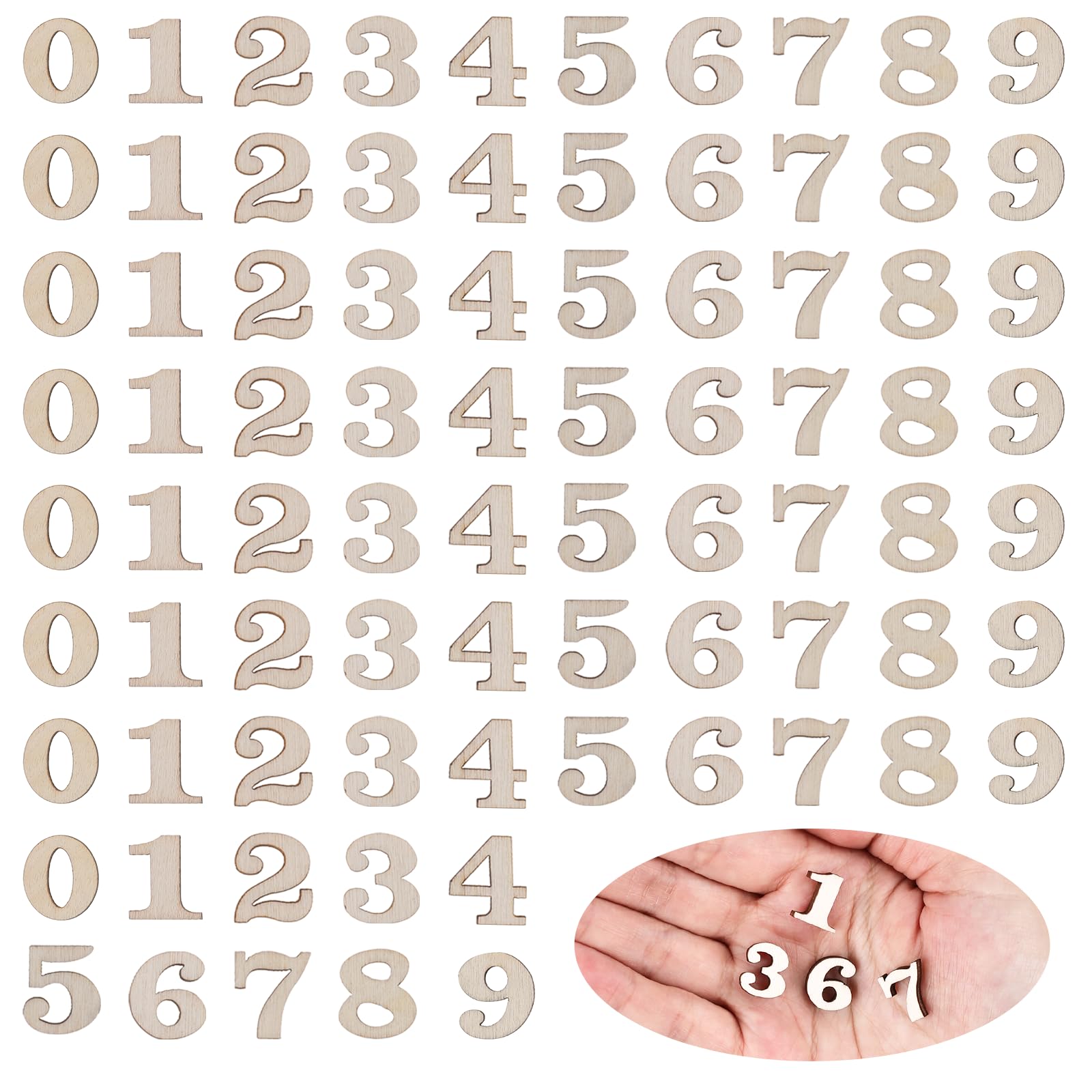 Photo 1 of 0.6 Inch 100 PCS Natural Wooden Numbers, 0-9 Unfinished Unpainted Calendar Numbers for DIY Crafts Sorting Grid Organizer Scrapbooking Home Decorations, 15mm