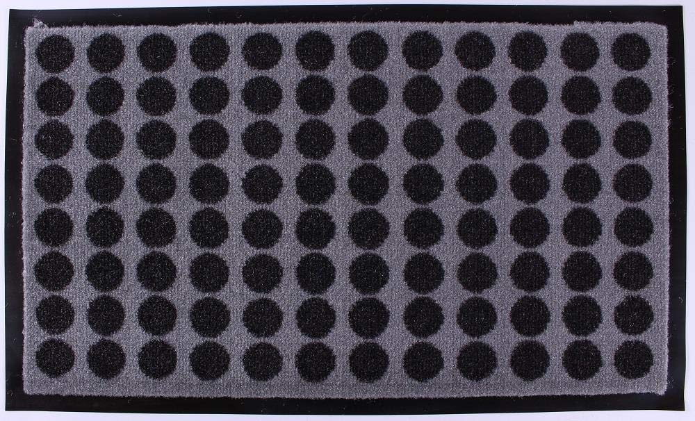 Decorative Coir Entrance Door Mat Black circles pattern 75 cm x 45 cm