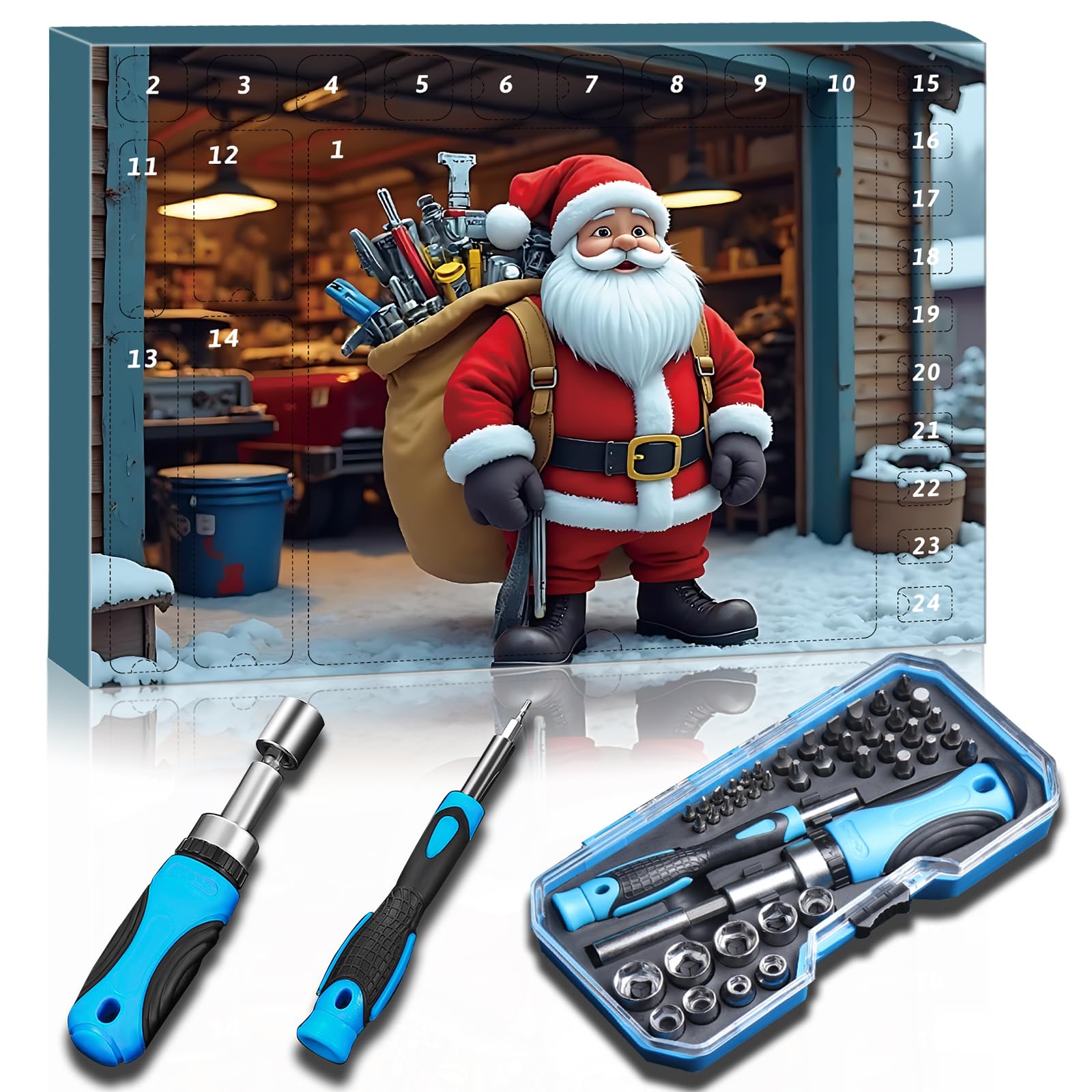 Photo 1 of ***MISSING PIECES -SELLING AS PARTS ONLY*** Tool Advent Calendar 2025,Tool Set with Precision Bits, Precision Screwdrivers, Ratchet Bit Handle, Hexagon Socket, Storage Case, 24-Day Home Tool Kit Christmas Countdown Calendar for Men, Mechanics