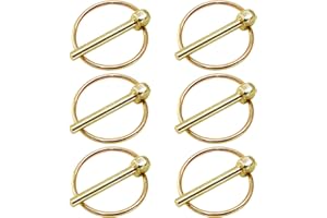 Litoexpe 6 Pcs 3/16 Inch Lynch Pin with Ring, Heavy Duty Round Linch Pins Assortment for Farm Tractors, Trucks, Trailers, Mowers (3/16”x1-7/16”)