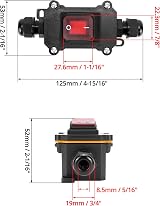 QWORK IP65 Waterproof Rocker Switch 12-24V 30A DPST Inline Cord ON OFF Red Light view 6