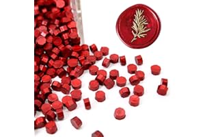 UNIQOOO 180 Pcs Metallic Burgundy Wine Red Box Sealing Wax Beads Nuggets for Wax Seal Stamp, Great for Embellishment of Cards Envelope, Wedding Invitation, Wine Package, Gift Idea