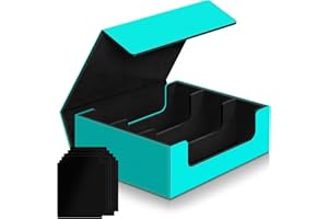 KITOYZ Card Deck Case for Trading Cards,Card Storage Box Holds 1800+ Single Sleeved Cards,PU Leather Magnetic Closure Commander Card Boxes Magic Card Holders Fit for Game Sport Cards (Sky Blue&Black)