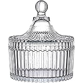 FTOF Glass Candy Storage Box Clear Sugar Dish With Lid Crystal Covered Candy Bowl Apothecary Food Buffet Container Holder