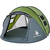4 Person Easy Pop Up Tent,9.5’X6.6’X52'',Waterproof, Automatic Setup,2 Doors-Instant Family Tents for Camping, Hiking & Traveling