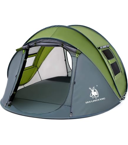 Tente Pop-up Warmiehomy Pour 3-4 Personnes – 220x200x145 Cm, 2 Entrées Et Fenêtres, Imperméable 3000mm, Montage Automatique, 2,8kg