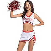 Cheerleader Costume For Women High School Cheer Uniform Sexy Halloween Party Cosplay Cheerleading Outfit Pom Poms