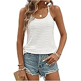 SOLY HUX Women's Scoop Neck Racerback Camisole Top Spaghetti Strap Textured Dressy Casual Tops