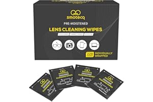 SMOTECQ Lens Cleaning Wipes 220 Count, Pre-Moistened and Individually Wrapped, Cleans Eyeglasses, Lenses, Glasses, Screens, Cameras, iPad, iPhone, Eyeglasses, Cell Phone, LCD TV Screens and More