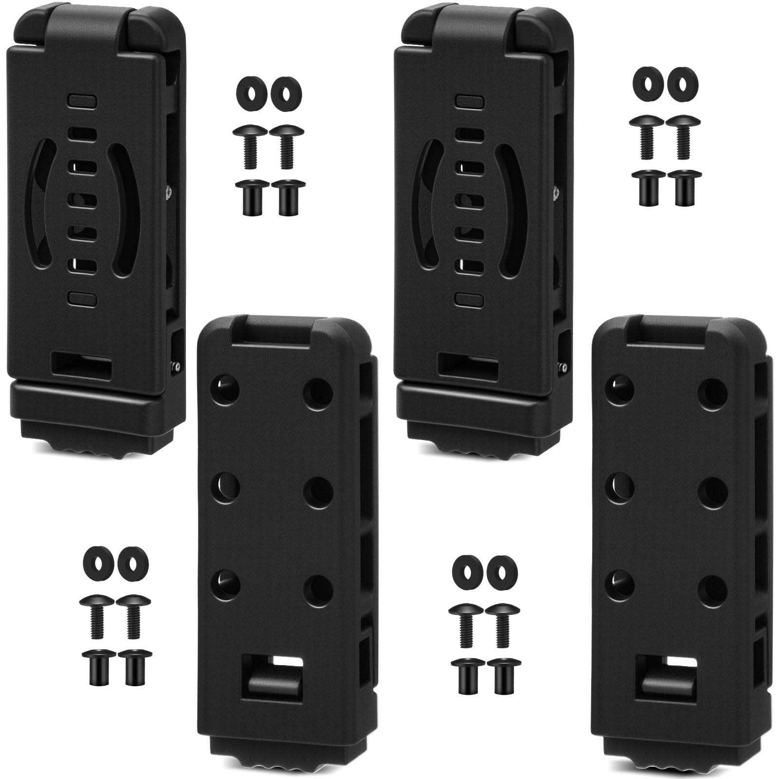 Photo 1 of Relaxweex 4 Pack 3 Inch Molle Attachment Clips with Mounting Hardware Holster Knife Belt Clip Sheath Clamp Molle Adapter Panel Mounts Straps Sheath Tools for Vests, Backpacks, Pouches, Taser, Knife