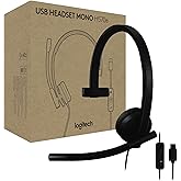 Logitech H570e USB Headset with Microphone for PC and Mac, USB-C Wired Headset with Mono Sound, Noise-Canceling Mics and Inline Controls, Certified for Microsoft Teams, Black