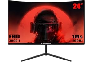 Raywego 24 inch Curved Monitor 100Hz 1ms, Computer Gaming Monitor FHD 1920×1080P,3000:1 Contrast Ratio, with FreeSync & Eye-Care Technology, HDMI×1,VGA×1 for Gaming Home Office,Wall Mount Install