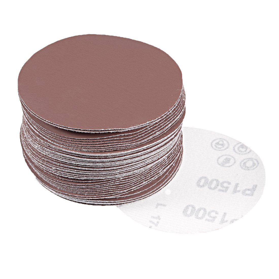 sourcingmap 50Pcs 4 Inch Hook and Loop Sanding Disc 1500 Grits Flocking Sandpaper for Random Orbit Sander Brown