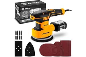 DEKOPRO 3-in-1 Orbital Sanding Machine: Mouse Sanders Sheet Sanders and Orbital Sander Corded with Sandpapers, 6-Speed Electr