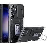 ANGELAS Shockproof Phone Case for Samsung Galaxy S23 Ultra - Silicone TPU Bumper with Anti-Fall Protection,Slide Camera Cover