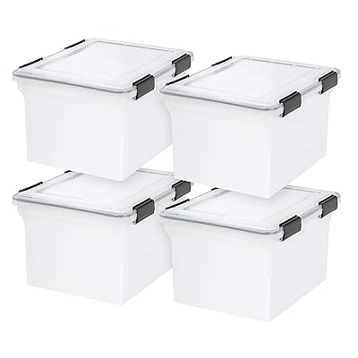 Buy Iris Usa 32 Quart Clear And Black Air Tight Waterproof Weather Tight Plastic Storage Bin Tote Organizing Container With Durable Lid And Seal And Secure Latching Buckles 4 Pack Online In