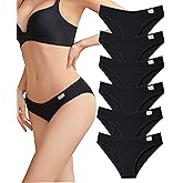 Cotton Underwear for Women Cute Low Rise Ribbed Bikini Breathable Sexy Hipster Womens Cheeky 6 Pack