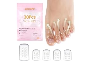 ENLOPQ 30 Pcs Silicone Toe Protector Women High Heels - Anti-Friction Dual Size Big & Little Toe Covers for Blisters and Pain Relieve - Clear & Breathable Toe Sleeves for All-Day Comfort