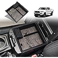 TripleAliners for 2023 Tacoma Center Console Organizer with Leather Trim Inserts Compatible with Toyota Tacoma 2016 2017 2018 2019 2020 2021 2022 2023 Armrest Storage Box (Leather Retro Grey)