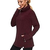 Soneven Women's Running Fleece Sweatshirts Cowl Neck Thermal Pullover Long Sleeve Shirt with Pocket and Neck Gaiter Face Mask