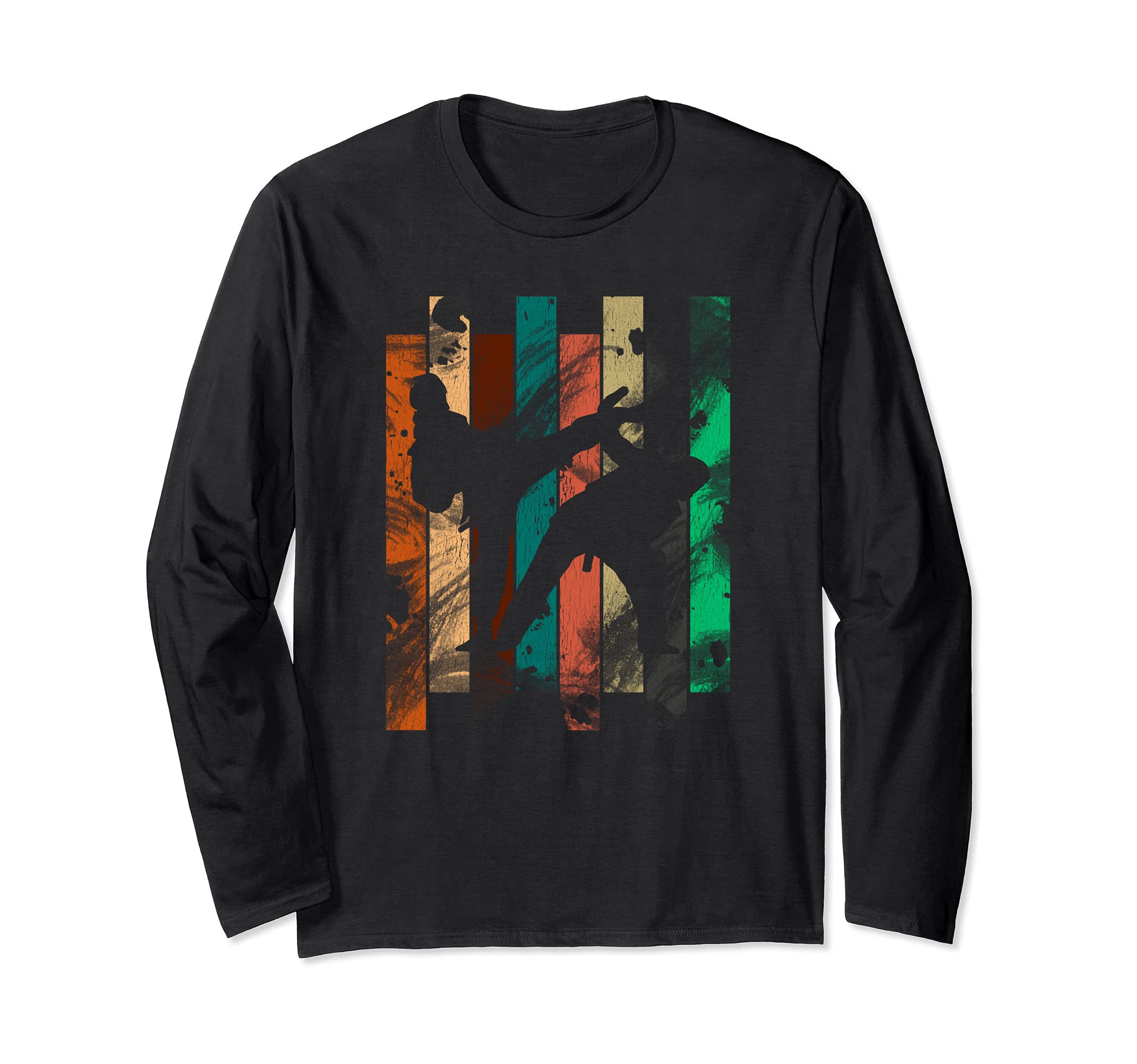 Vintage Taekwondo Belts Silhouette Martial Arts Long Sleeve T-Shirt