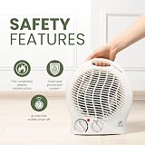 Coselena Electric Heater 2kW Fan with 2 Heat Settings Thermostat White view 6