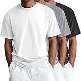 Ficerd 3 Pack Men's Big and Tall Shirts Short Sleeve Cotton Tee Crew Neck Basic Casual Top Loose Fit Summer T Shirts