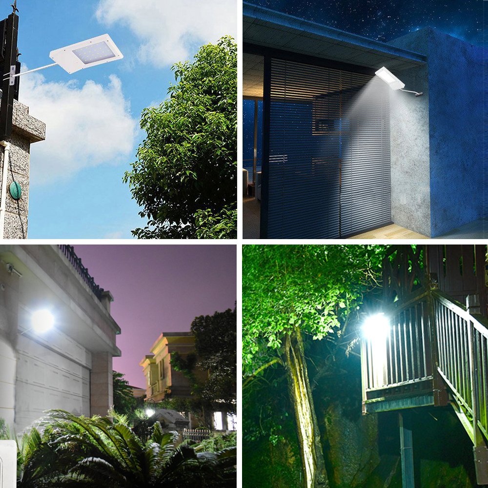 Betorcy LED Solar Wall Light, Street Light, Automatic Light Sensing, Dusk To Dawn Outdoor IP65 Waterproof, 210lm 6500K Cool White, 24 high-efficiency LED, for Courtyard, Street, Garage, Deck, Garden