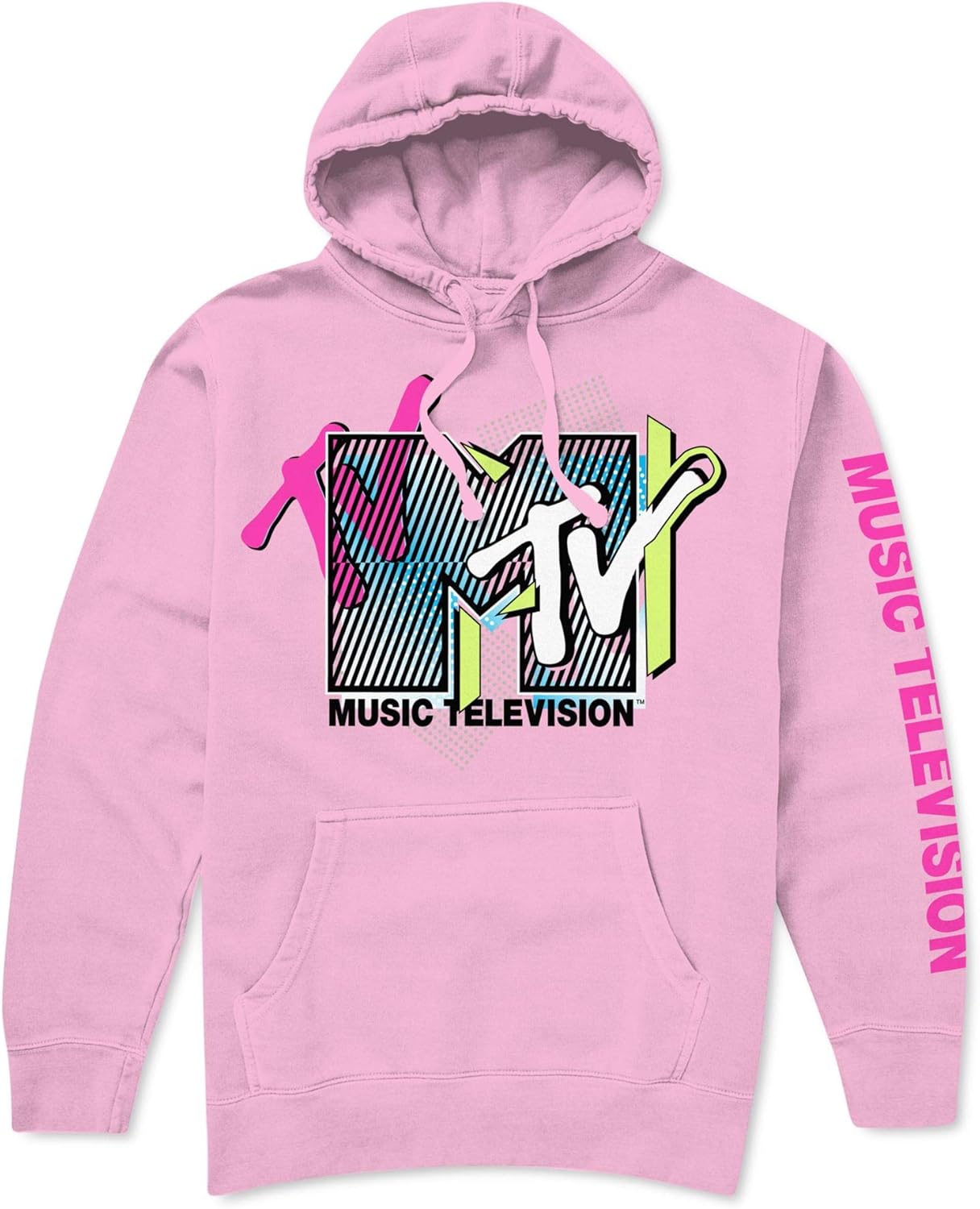 MTV Mens Hoodie Light Pink US Size XL Music Television Pullover Logo