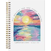 LADOCK Watercolor Boho Sunrise Christian Spiral Notebook, Christian Gifts for Women Faith, His Mercies are New Every Morning Prayer Bible Journal Journaling for Women, 5.5x8.3