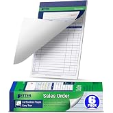 Better Office Products Sales Order Book, 6 Pack Sales Order Book 2 Part Carbonless, 5-7/16 x 8-7/16, 50 Sets per Book, White/Canary, Sales Receipt Book for Business Invoices &amp; Records