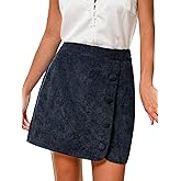 CUPSHE Women’s Mini Corduroy Skirts Buttons High Waist Side Zip Above Knee Casual Outfits