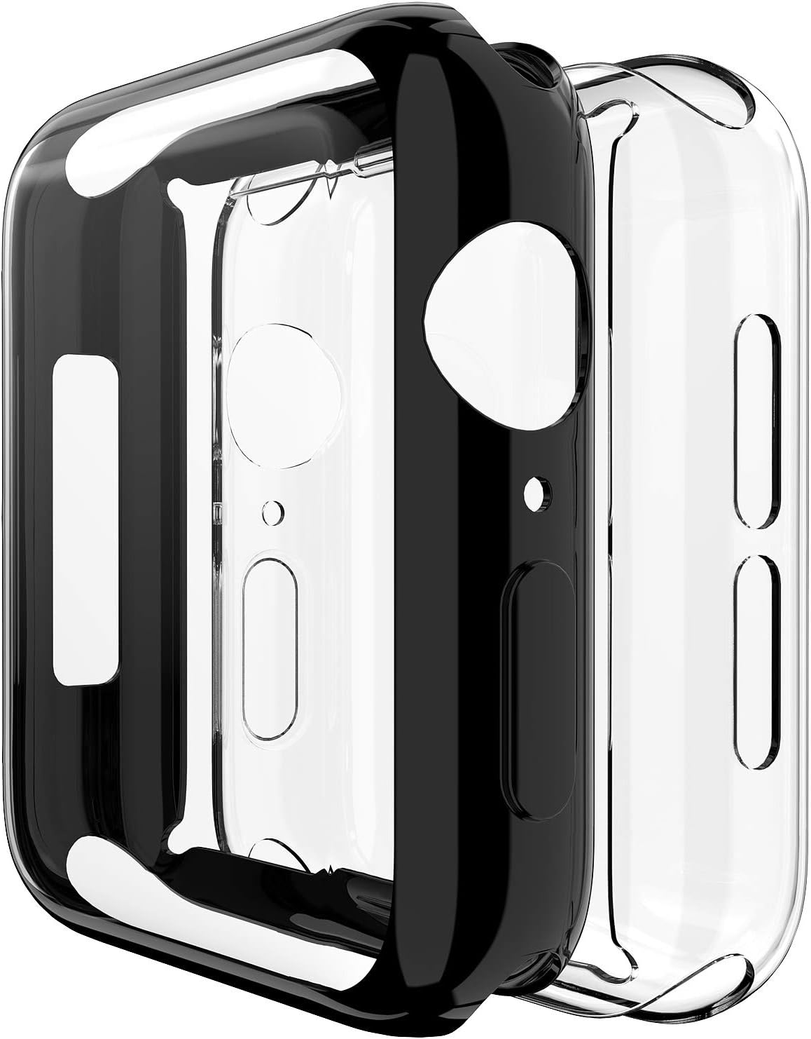 [2 Pack] Apple Watch Screen Protector, Ultra-Thin Case Suitable for 38mm Series1/2/3 HD Clear Touch Screen Protector All Around Soft TPU Bumper Cover Black & Transparent