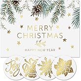 Colorful Images Christmas Pine Holiday Greeting Cards and Matching Seals- Set of 24 Foil Stamped Christmas Cards, Large 5 x 7 Inches