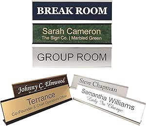 Personalized Office Name Plate Sign with Aluminum Wall or Desk Holder - 2x8 - Customize