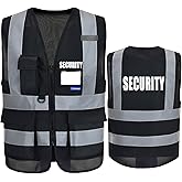 Reflective Security Safety Vests Heavy Duty with 7 Pockets and Front Zipper