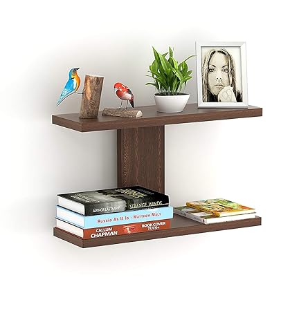 Bois Art Stellar Plus Decor Wall Shelf/Display Rack (Brown, 2 Shelves)