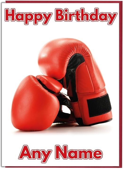 AK Boxing Gloves Boxing Themed Personalised Birthday Card