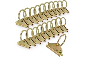 20 Pack E-Track O Rings, Steel E Track Galvanized Tie Down Anchors Secure for Cargo Trailers Flatbeds Pickup Trucks, Gold