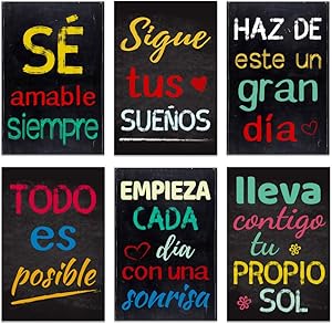 FaCraft Spanish Motivational Posters,6pcs,12"x 18" Inspirational Quote Wall Art poster,Growth Mindset Posters for School,Home,Office,Library.