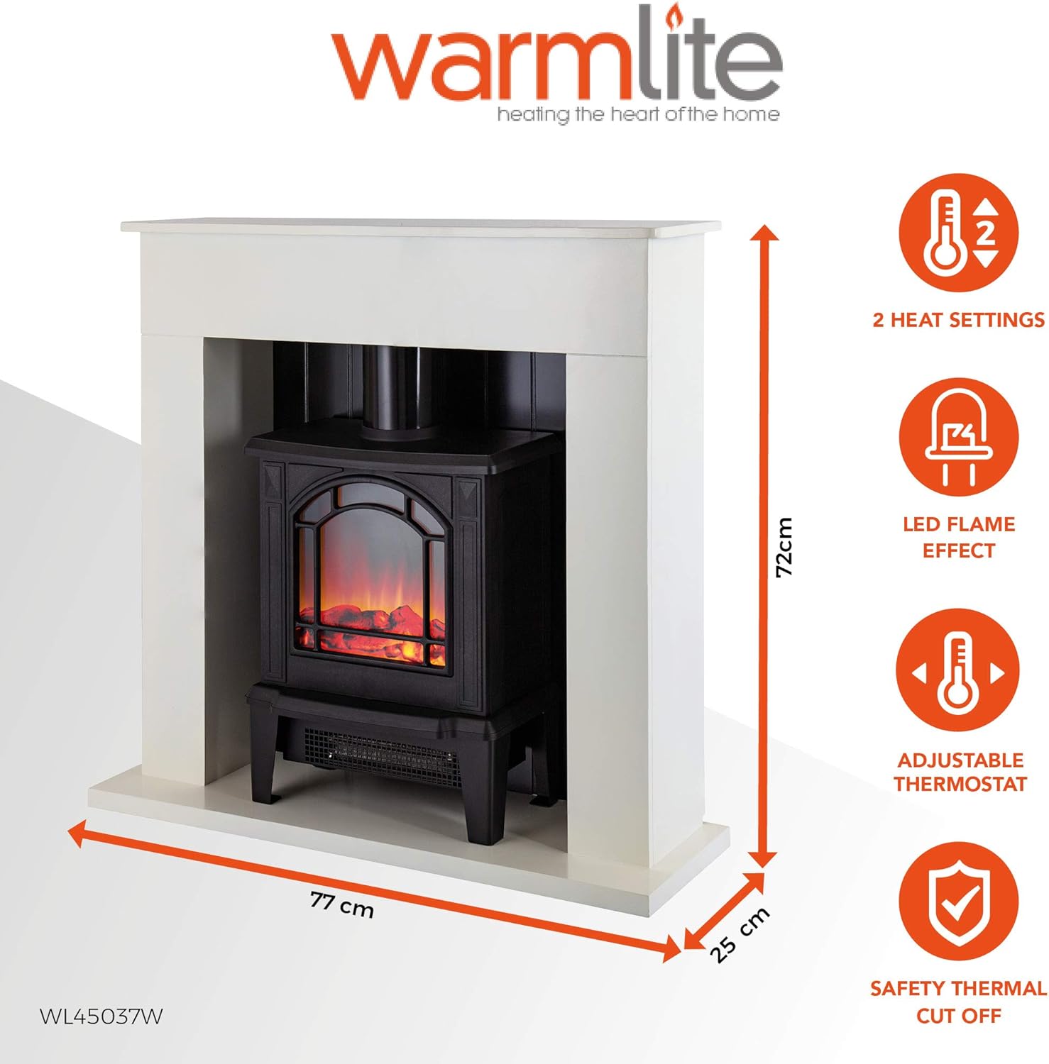 Super Saturday Warmlite WL45037W Electric Ealing Fireplace Suite With