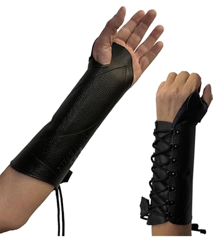 Longbowmaker Archery Arm Guard Adjustable Cow Leather Antique Bracer 12.2 Or 9.45 Inches Wristband For Adult And Junior