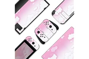 BelugaDesign Clouds Switch Skin | Pastel Sticker Wrap Vinyl Decal | Cute Fluffy Round White Sky Compatible with Nintendo Swit