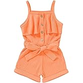 FOCUTEBB Toddler Girl Clothes Baby Summer Sleeveless Clothing Cute Halter Romper One-piece Jumpsuit Summer Clothes Set 1-5T