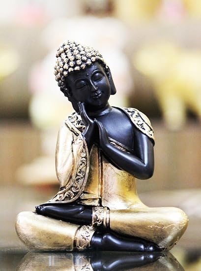 CraftJunction Antique Black Golden Coloured Thai Buddha Showpiece(6.5*5*3 Inches)