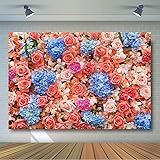 COMOPHOTO Valentine's Day Paper Rose Floral Backdrop Birthday Party Wedding Paper Flowers Decorations Photography Background for Photo Studio Props